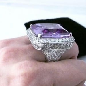 38CT Large Purple Amethyst Ring, 925 Sterling Silver Wedding Ring For Men&#39;s, Huge Amethyst Handmade Jewelry, Statement Ring, Gift For Father