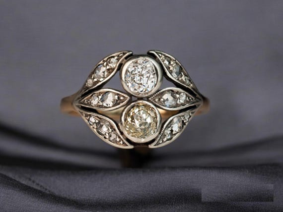 Belle Epoque Diamond Ring, Art Deco Bezel Set Round Cut White