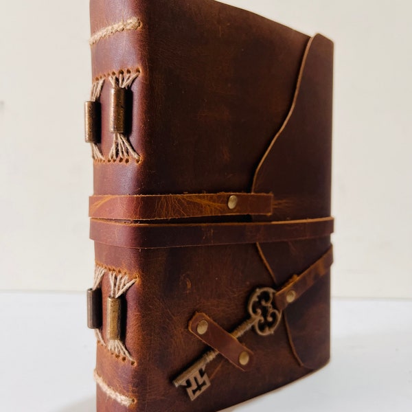 Vintage Leather Journal - Antique Handmade Deckle Edge Vintage Paper Leather Bound Journal - Book of Shadows Journal - Leather Sketchbook