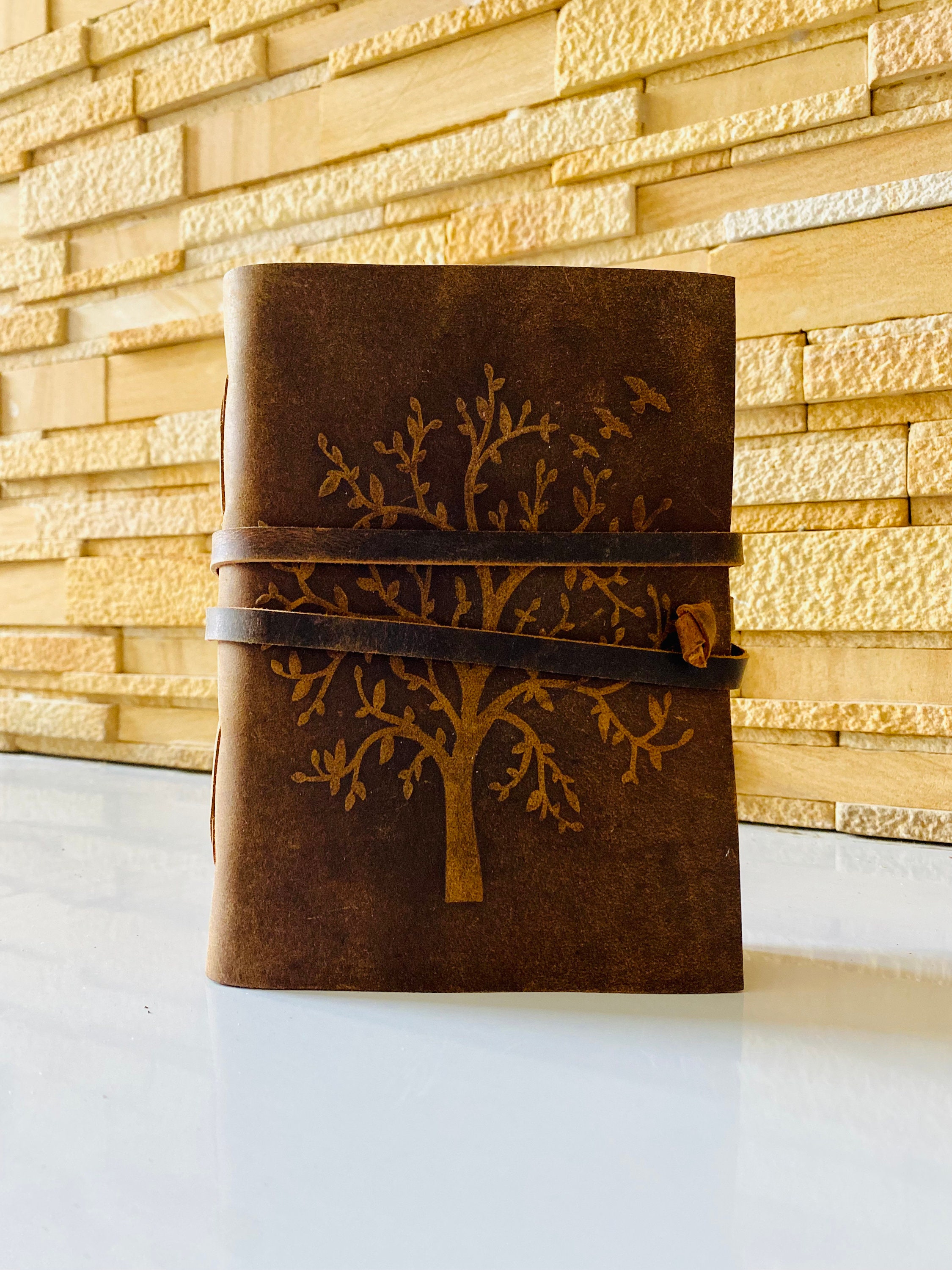 Tree of Life Leather Bound Journal, Vintage Journal, Antique Paper, Embossed Tree Leather