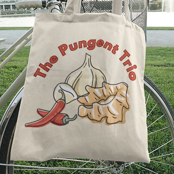 The pungent trio, Spices bag, Food lover, a bag for a Foodie person, foodie lover, tote bag, grocery bag, bag gift for her, Cotton Tote Bag