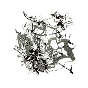 Opera d'arte unica in inchiostro indiano su carta ispirata alla calligrafia moderna serie 2.1