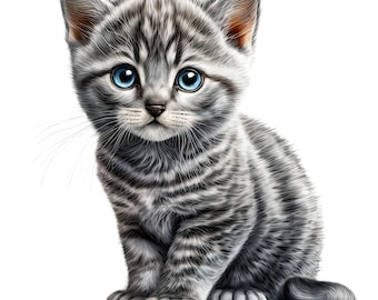 Cute Kittens Clipart - 12 PNG de alta calidad, elaboración de papel digital, planificador digital, ropa, acuarela, descarga digital, sublimación