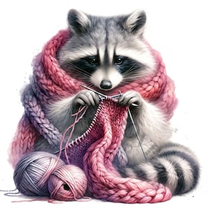 Clipart de animais de tricô - 12 PNGs de alta qualidade, livro de memórias, diários indesejados, álbuns de recortes, planejadores digitais, uso comercial, sublimação