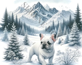 Winter French Bulldog Clipart - 14 High Quality PNGs, Junk Journals, Scrapbooks, Digital Planners, Commercial Use, Sublimation