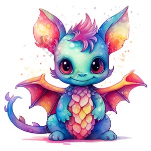 Fantasy Baby Dragon Clipart 12 High Quality Pngs, Digital Paper ...