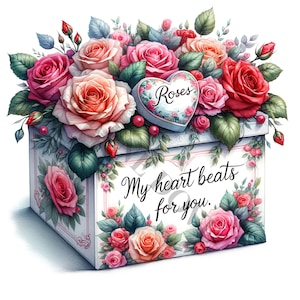 Valentines Gift Box Clipart - 12 PNG de alta calidad, diarios basura, álbumes de recortes, planificadores digitales, uso comercial, sublimación