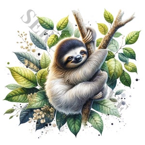 Baby Sloth Clipart - 12 High Quality PNGs, Memory Book, Junk Journals, Scrapbooks, Digital Planners, Commercial Use, Sublimation