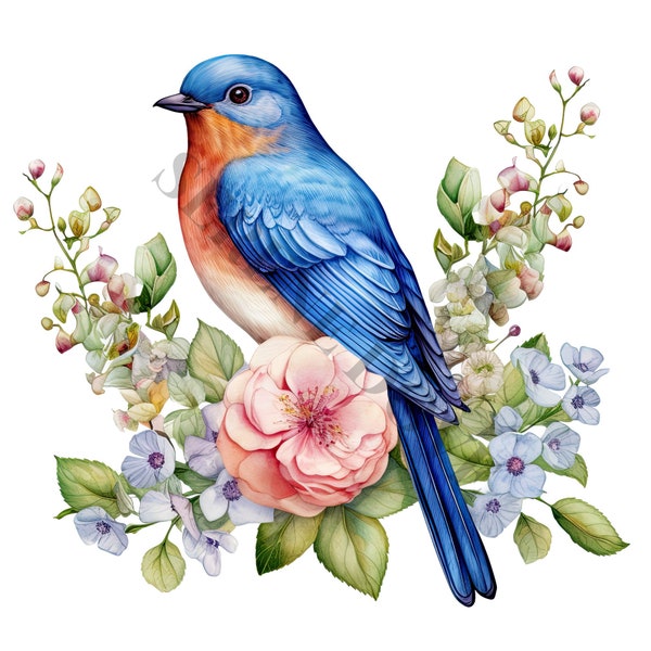 Bluebird Clipart - 12 High Quality PNGs, Digital Planner, Junk Journal, Scrapbook, Memory Book, Commercial Use, Sublimation
