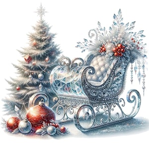 Schlitten des Weihnachtsmanns Clipart - 12 hochwertige PNGs, Erinnerungsbuch, Junk Journals, Scrapbooks, digitale Planer, kommerzielle Nutzung, digital
