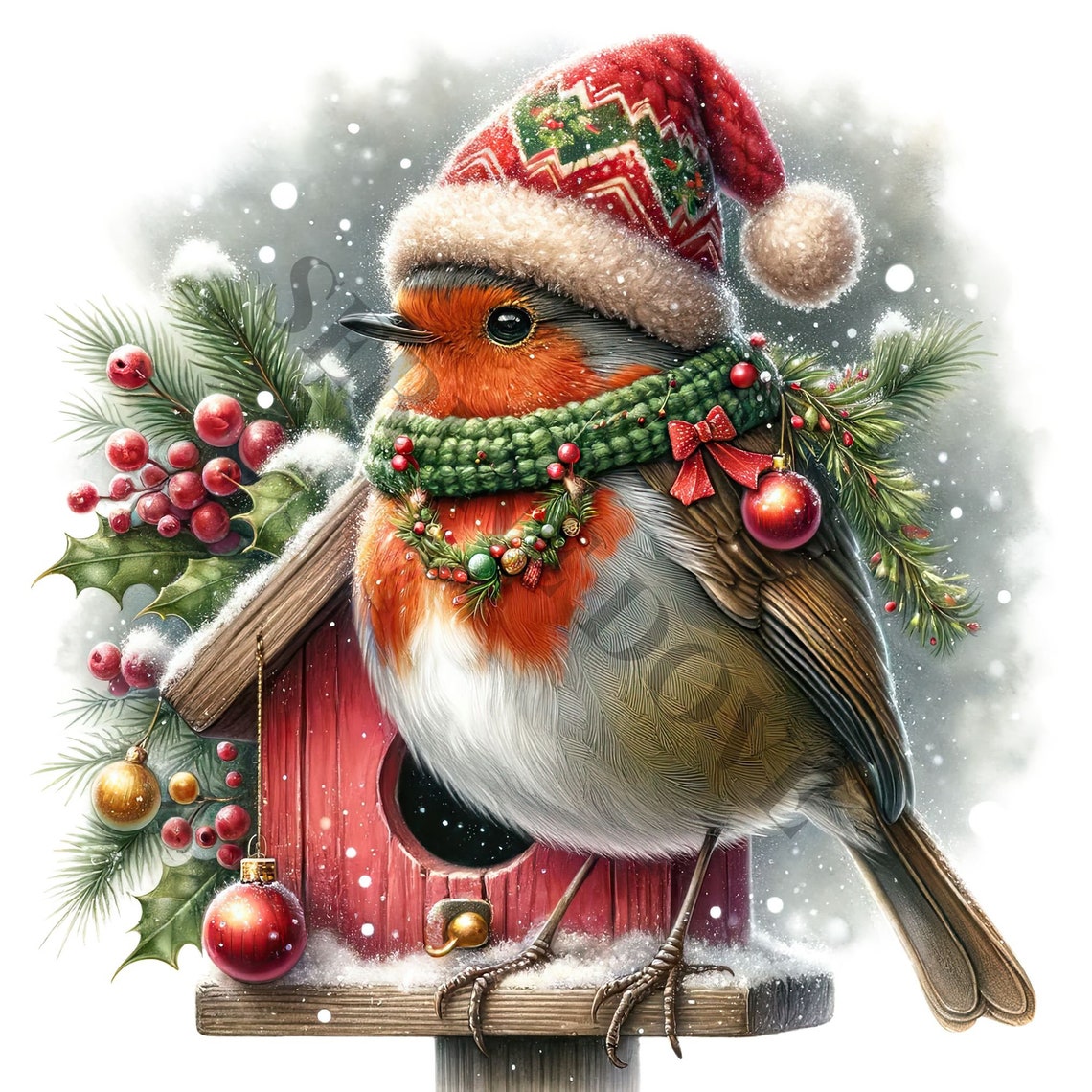 Christmas Robin Clipart - 12 High Quality Pngs, Memory Book, Junk ...
