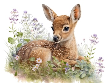 Forest Fawn Clipart - 14 PNGs van hoge kwaliteit, Digitale Planner, Junk Journal, Scrapbook, Memory Book, Commercieel Gebruik, Digitale Download,