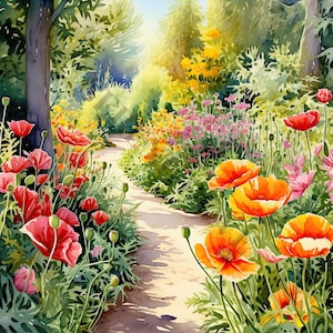 Clipart acquerello Summer Garden - 16 JPG di alta qualità, creazione di carta digitale, pianificatore digitale, abbigliamento, acquerello, download digitale
