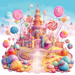 Candyland Castle Clipart - 12 High Quality Pngs, Digital Paper Crafting ...