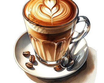 Coffee Drinks Clipart - 20 High Quality PNGs, Memory Book, Junk Journals, Scrapbooks, Digital Planners, Commercial Use, Sublimation