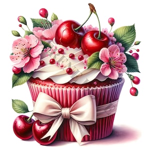 Clipart petit gâteau aux baies - 15 PNG de haute qualité, livre de souvenirs, journaux indésirables, albums de coupures, agendas numériques, usage commercial, sublimation