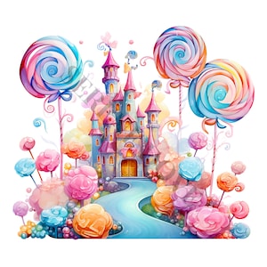 Candyland Castle Clipart - 12 High Quality Pngs, Digital Paper Crafting ...