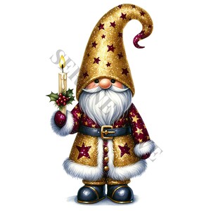 Golden Christmas Gnome Clipart 14 High Quality Pngs Memory - Etsy