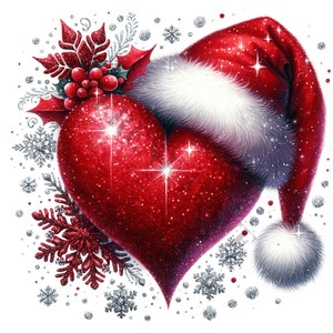 Clipart di cuore rosso di Natale - 12 PNG di alta qualità, libro dei ricordi, diari spazzatura, album di ritagli, pianificatori digitali, uso commerciale, sublimazione