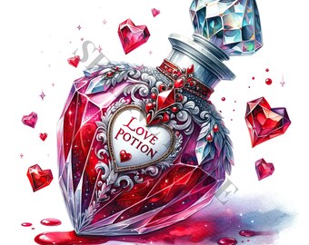 Love Potion Clipart - 16 High Quality PNGs, Digital Download, Card Making, Clip Art, Digital Paper Craft, Sublimation
