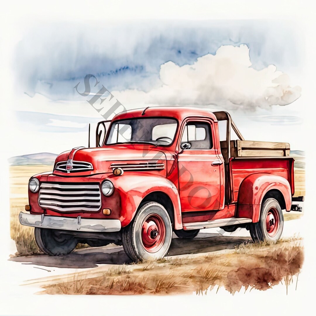 Vintage Pickup Truck Clipart - 12 High Quality Jpgs, Digital Paper ...