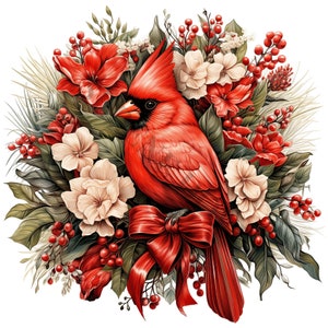 Christmas Red Cardinal Clipart - 12 PNG de haute qualité, Livre de mémoire, Journaux indésirables, Scrapbooks, Planificateurs numériques, Utilisation commerciale, Sublimation