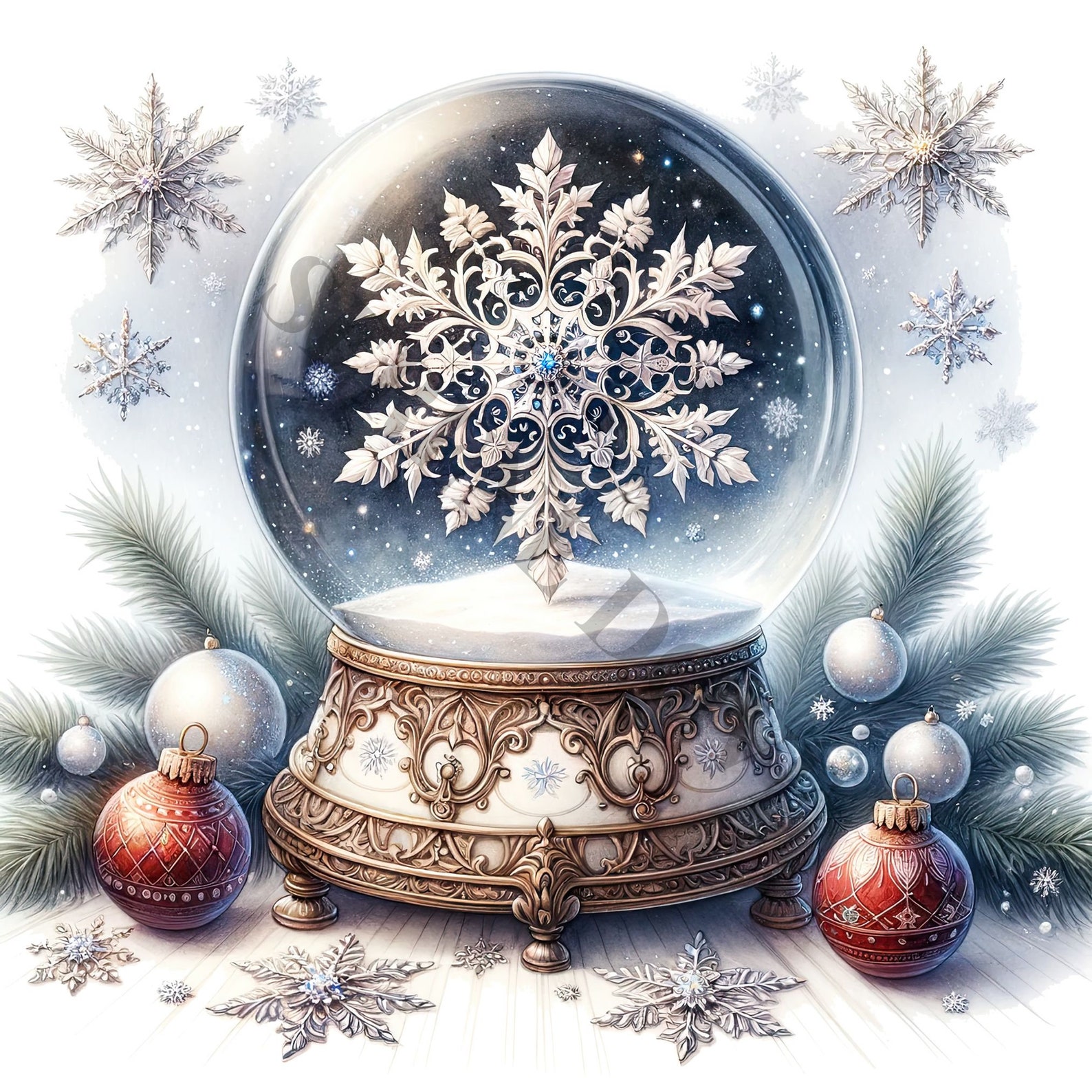 Christmas Snow Globe Clipart: 14 Festive PNG Images (commercial Use) - Etsy