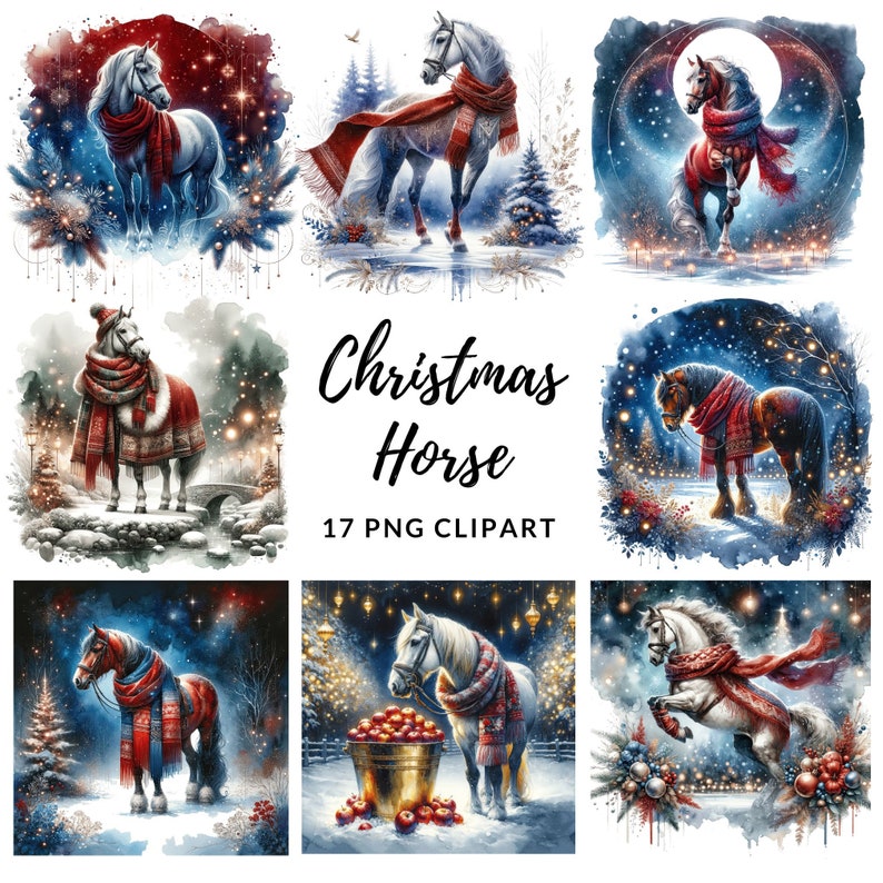 Christmas Horse Clipart - 17 High Quality Pngs, Memory Books, Junk ...
