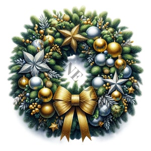 Christmas Wreath Set 3 Clipart - 12 High Quality PNGs, Memory Book, Junk Journals, Scrapbooks, Digital Planners, Commercial Use, Sublimation