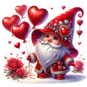 Valentines Gnome Clipart - 16 PNG's van hoge kwaliteit, Memory Book, Junk Journals, Plakboeken, Digitale Planners, Commercieel Gebruik, Sublimatie