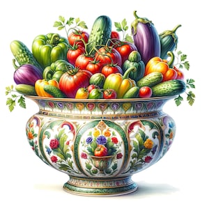 Pot With Vegetables Clipart - 13 High Quality PNGs, Memory Book, Junk Journals, Scrapbooks, Digital Planners, Commercial Use, Sublimation