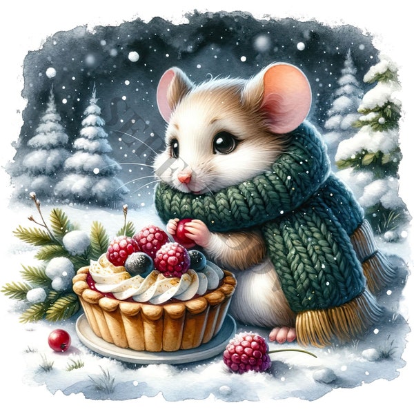 Winter Mouse Clipart - 12 High Quality PNGs, Memory Book, Junk Journals, Scrapbooks, Digital Planners, Commercial Use, Sublimation