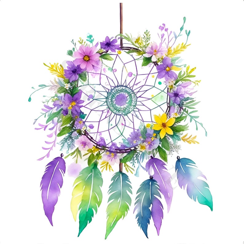 Dreamcatchers Clipart Watercolor PNG Flo Junk Journal - Etsy