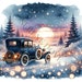 Winter Vintage Car Clipart 16 High Quality Pngs, Memory Books, Junk