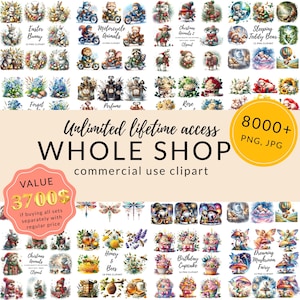 Whole Shop Bundle, Mega Clip Art Bundle, Watercolor JPGs, PNGs, Unlimited Lifetime Access, Clipart Bundle Mega, Clipart Digital Download