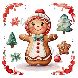 Gingerbread Girl Clipart - 12 High Quality PNGs, Digital Download, Card Making, Junk Journal, Digital Paper Craft, Sublimation