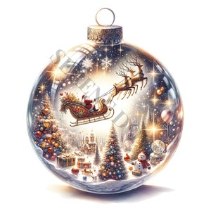Christmas Glass Kugel Clipart - 14 hochwertige PNGs, Memory Book, Junk Journals, Scrapbooks, Digital Planner, Kommerzielle Nutzung, Digital