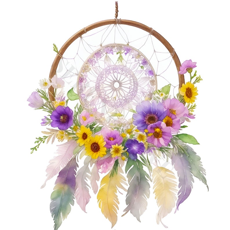 Dreamcatchers Clipart Watercolor PNG Flo Junk Journal - Etsy