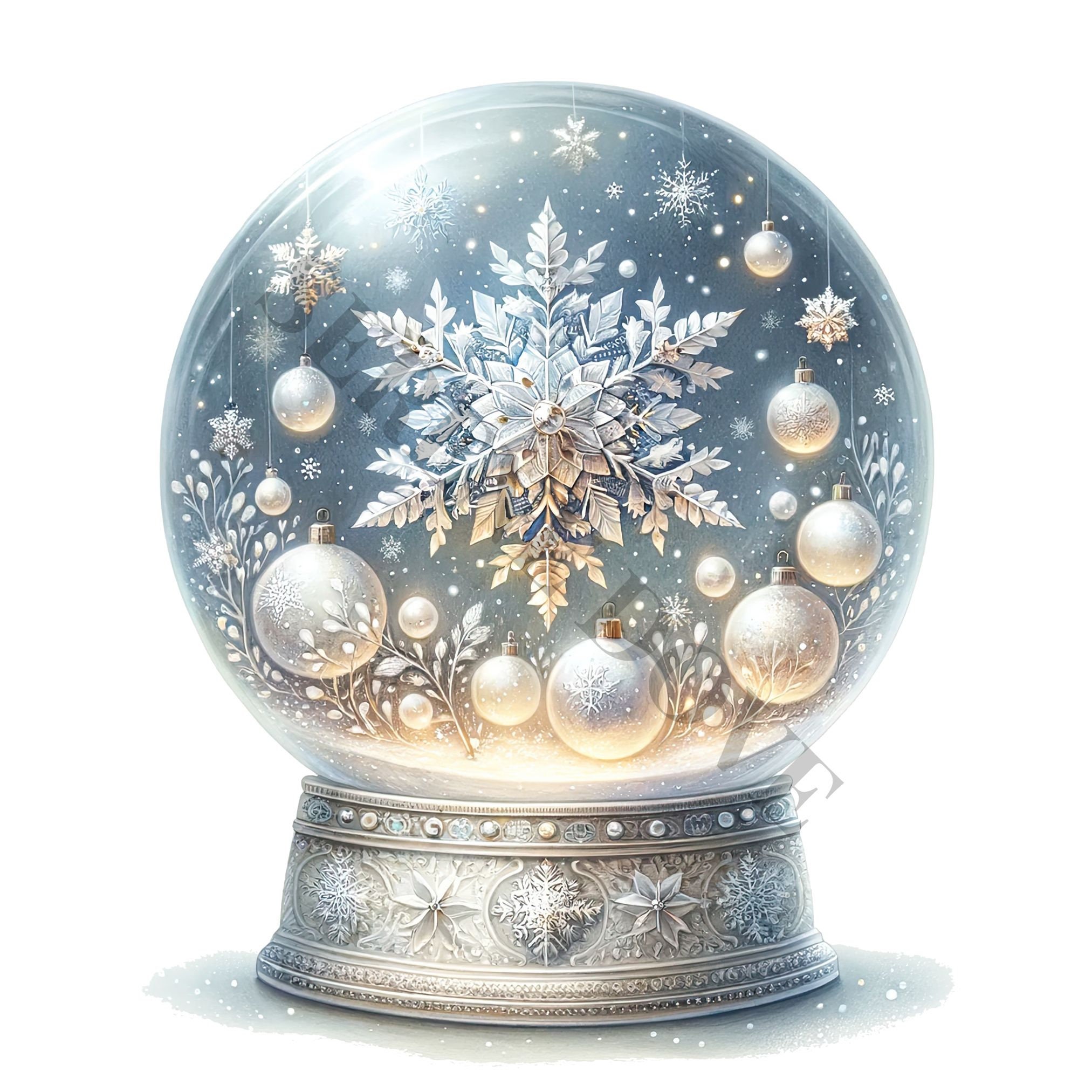 Christmas Snow Globe Clipart - 14 High Quality Pngs, Digital