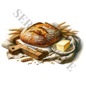 Ambachtelijke brood clipart - 12 hoogwaardige PNG's, geheugenboek, ongewenste tijdschriften, plakboeken, digitale planners, commercieel gebruik, digitale download
