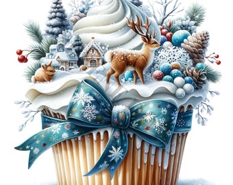 Winter Wonderland Cupcake Clipart - 14 High Quality PNGs, Digital Download, Card Making, Clip Art, Digital Paper Craft, Sublimation
