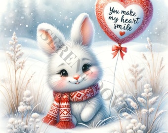 Valentines Bunny Clipart - 12 hochwertige PNGs, Junk Journals, Scrapbooks, digitale Planer, kommerzielle Nutzung, Sublimation