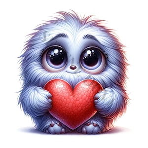 Niedliche Valentinstag Monster Clipart - 14 hochwertige PNG, Memory Buch, Junk Journals, Scrapbooks, digitale Planer, kommerzielle Nutzung, Sublimation