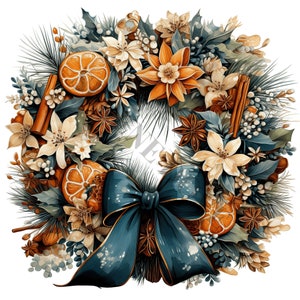Clipart ghirlanda di Natale - 12 PNG di alta qualità, creazione di carta digitale, pianificatore digitale, abbigliamento, acquerello, download digitale