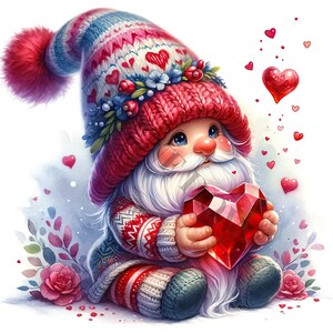 Love Gnome Clipart - 14 PNG di alta qualità, Libro dei ricordi, Diari spazzatura, Album di ritagli, Pianificatori digitali, Uso commerciale, Sublimazione