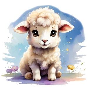Watercolor Baby Farm Animals Clipart - Cute Farmyard Pets, Adorable Pet Stickers, PNG, Instant Digital Download, Digital Planner