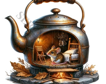 Mouse House Clipart - 14 PNG's van hoge kwaliteit, digitale download, kaart maken, illustraties, digitale papierambachten, sublimatie