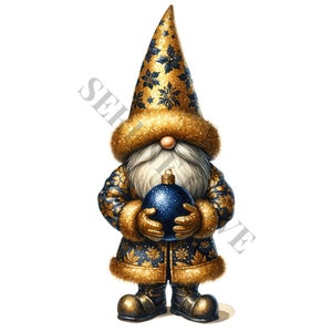 Golden Christmas Gnome Clipart 14 High Quality Pngs, Memory Book, Junk ...