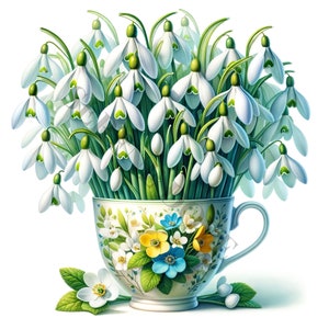 Snowdrop Clipart - 16 PNG di alta qualità, Libro dei ricordi, Diari spazzatura, Album di ritagli, Pianificatori digitali, Uso commerciale, Sublimazione