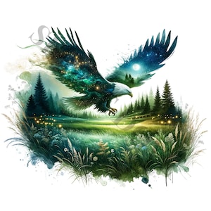 Watercolor Eagle Clipart - 15 High Quality PNGs, Digital Planner, Junk Journal, Scrapbook, Memory Book, Commercial Use, Digital Download